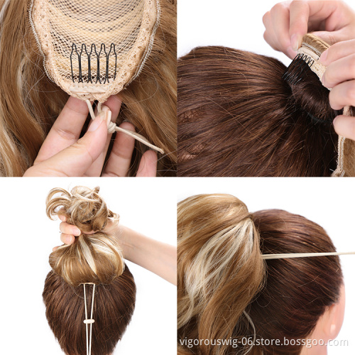 Vigorous Short Curly Clip in Ponytail Hair Extension Synthetic Drawstring Wrap Ponytail Hairpiece for Women